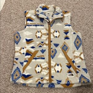 The North Face Geometric Fleece Vest - Blue, Brown, Cream